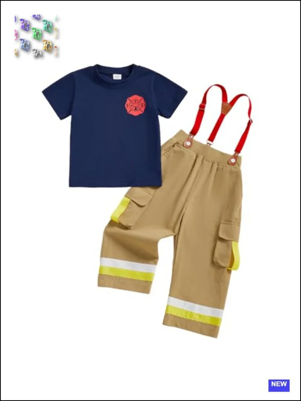 Kids Firefighter Costume 2T Toddler Pretend Play Fireman Outfit Cotton Blend